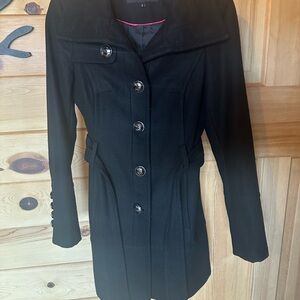 Black Rivet Trench Coat Black Notched Lapel